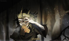 a demon girl was noticed in the woods with a piece of meat in her mouth